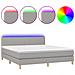 Letto a Molle Materasso e LED Grigio Chiaro 160x200 cm Tessuto - Foto miniatura 1