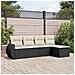 Set Divani Da Giardino 5 Pz Con Cuscini In Polyrattan Nero - Foto miniatura 1