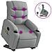 Poltrona Alzapersona Massaggi Reclinabile Grigio Chiaro Tessuto - Foto miniatura 1