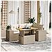 Set Divano da Giardino 5 pz con Cuscini Beige in Polyrattan - Foto miniatura 2