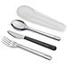 Set Di Posate Duo In Acciaio Inossidabile Coltello Forchetta E Cucchiaio Con Custodia Rigida Portatile Ideale Per Picnic E Campeggio Colore Verde Bianco - Foto miniatura 1