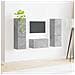 Set mobile TV 5 pcs Grigio cemento Legno multistrato - Foto miniatura 4
