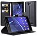 Custodia Compatibile Con Sony Xperia C3 In Nero Carbone - Coperchio Protettiva Con Chiusura Magnetica, Funzione Stand E Tasca Per Le Carte - Foto miniatura 8