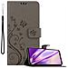 Custodia Compatibile Con Samsung Galaxy A21s In Grigio Fiore - Coperchio Protettivo In Design Floreale Con Chiusura Magnetica, Funzione Stand E Slot Per Carte - Foto miniatura 1
