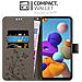 Custodia Compatibile Con Samsung Galaxy A21s In Grigio Fiore - Coperchio Protettivo In Design Floreale Con Chiusura Magnetica, Funzione Stand E Slot Per Carte - Foto miniatura 3