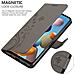 Custodia Compatibile Con Samsung Galaxy A21s In Grigio Fiore - Coperchio Protettivo In Design Floreale Con Chiusura Magnetica, Funzione Stand E Slot Per Carte - Foto miniatura 5