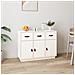 Credenza Bianca 100x40x75 Cm In Legno Massello Di Pino - Foto miniatura 1