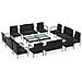Set Divani Da Giardino 16 Pz Con Cuscini In Polyrattan Nero - Foto miniatura 2