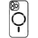 Cover Magsafe Per Iphone 13 Pro Silicone Protezione Camera Bordo Cromato Nero - Foto miniatura 1