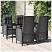 Set Da Pranzo Da Giardino 5 Pz Nero Con Cuscini In Polyrattan - Foto miniatura 1