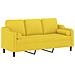 Divano A 3 Posti Con Cuscini Giallo Chiaro 180 Cm In Tessuto - Foto miniatura 2