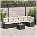 Set di divani da giardino  a 7 pezzi con cuscini neri in polyrattan, Divano da giardino  per 2 persone con cuscini neri in polyrattan - Foto miniatura 2