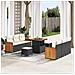 Set di divani da giardino 9 pezzi con cuscini in polirattan nero e acacia, Divano da giardino 2 posti con cuscini in polirattan nero, Set da pranzo da giardino 3 pezzi con cuscini in polirattan nero e acacia - Foto miniatura 2
