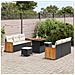 Set di divani da giardino 9 pezzi con cuscini in polirattan nero e acacia, Divano da giardino 2 posti con cuscini in polirattan nero, Set da pranzo da giardino 3 pezzi con cuscini in polirattan nero e acacia - Foto miniatura 3