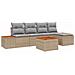 Set di divani da giardino di 6 pezzi con cuscini beige in polirattan acacia - Foto miniatura 1