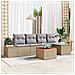 Set di divani da giardino di 6 pezzi con cuscini beige in polirattan acacia - Foto miniatura 2