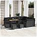 Set Divano Giardino 13 Pezzi con Cuscini Nero Polyrattan Acacia, Divano Giardino 2 Posti con Spazio di Stoccaggio e Cuscini Nero Polyrattan, Set Pranzo Giardino 4 Pezzi con Cuscini Nero Polyrattan Acacia - Foto miniatura 2