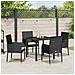 Set da Pranzo per Giardino con cuscino 5 pcs Nero Poly Rattan - Foto miniatura 4