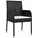 Set da Pranzo per Giardino con cuscino 5 pcs Nero Poly Rattan - Foto miniatura 6