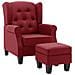 Poltrona Con Poggiapiedi Rosso Vino In Tessuto - Foto miniatura 1