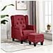 Poltrona Con Poggiapiedi Rosso Vino In Tessuto - Foto miniatura 8