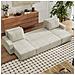 Salisbury Divano Letto Panoramico 6 Posti Con Cassapanca In Velluto A Coste Beige - Foto miniatura 5