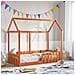 Giroletto Casetta Bambini Marrone Cera 80x160 Cm Massello Pino - Foto miniatura 1