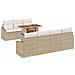 Set da Pranzo da Giardino 8 Pezzi con Cuscini Beige Polyrattan Acacia - Foto miniatura 1