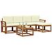 Set di divani da esterno con cuscino 6 pcs Naturale e Crema - Foto miniatura 3