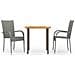 Set Mobili da Pranzo per Giardino 3 pz Polyrattan Grigio - Foto miniatura 1