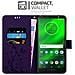 Custodia Compatibile Con Motorola Moto G6 Plus In Lilla Scuro Fiore - Coperchio Protettivo In Design Floreale Con Chiusura Magnetica, Funzione Stand E Slot Per Carte - Foto miniatura 3