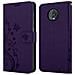 Custodia Compatibile Con Motorola Moto G6 Plus In Lilla Scuro Fiore - Coperchio Protettivo In Design Floreale Con Chiusura Magnetica, Funzione Stand E Slot Per Carte - Foto miniatura 8