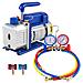 Kit Pompa Del Vuoto Per Refrigeranti 1,8-12cfm Con Manometro A Manicotto - Foto miniatura 1