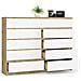 Cassettiera K160, 10 cassetti, 160x40x121 cm, Colore Quercia Artisan e Bianco - Foto miniatura 2