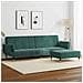 Divano Letto a 2 Posti con Poggiapiedi Verde Scuro in Velluto - Foto miniatura 2