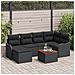 Set di Divani da Giardino  a 7 Pezzi con Cuscini Nero Polirattan Acacia, Divano da Giardino a 2 Posti  con Cuscini Nero Polirattan - Foto miniatura 2