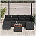 Set di Divani da Giardino  a 7 Pezzi con Cuscini Nero Polirattan Acacia, Divano da Giardino a 2 Posti  con Cuscini Nero Polirattan - Foto miniatura 3