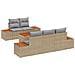 Set di divani da giardino di 6 pezzi con cuscini Beige Poly Rattan Acacia - Foto miniatura 1