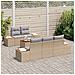 Set di divani da giardino di 6 pezzi con cuscini Beige Poly Rattan Acacia - Foto miniatura 3