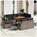 Set Divano da Giardino 9 pz con Cuscini Grigio in Polyrattan - Foto miniatura 2