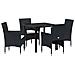 Set da Pranzo per Giardino con cuscino 5 pcs Nero Poly Rattan - Foto miniatura 1