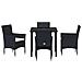 Set da Pranzo per Giardino con cuscino 5 pcs Nero Poly Rattan - Foto miniatura 7