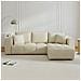 Brighton Divano Angolare Trasformabile A 4 Posti Con Cassettiera In Velluto Beige - Foto miniatura 1