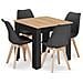 Set da tavolo artigianale con 4 sedie RIXK, gambe nere + gambe naturali NP - Foto miniatura 1