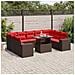 Set Divani da Giardino 10 pz con Cuscini Marrone in Polyrattan - Foto miniatura 2