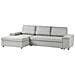 Divano Letto Angolare 3 Posti Hrisey Lino Sintetico Grigio Chiaro Con Contenitore Lato Destro - Foto miniatura 3