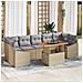 Set da Pranzo da Giardino 8 Pezzi con Cuscini Beige Rattan Acacia - Foto miniatura 2