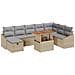 Set Divano da Giardino a 9 Pezzi con Cuscini Rattan Polietilene Beige - Foto miniatura 1