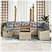 Set Divano da Giardino a 9 Pezzi con Cuscini Rattan Polietilene Beige - Foto miniatura 3