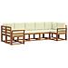 Set di divani da esterno con cuscino 7 pcs Naturale e Crema - Foto miniatura 1